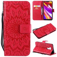 NOMO LG G7 ThinQ Case with Screen Protector LG G7 Wallet Case LG G7 ThinQ Flip Case PU Leather Emboss Mandala SUN Flower Folio Magnetic Kickstand Cover with Card Slots for LG G7 ThinQ/LG G7 Rose - B07DLYSS9Y